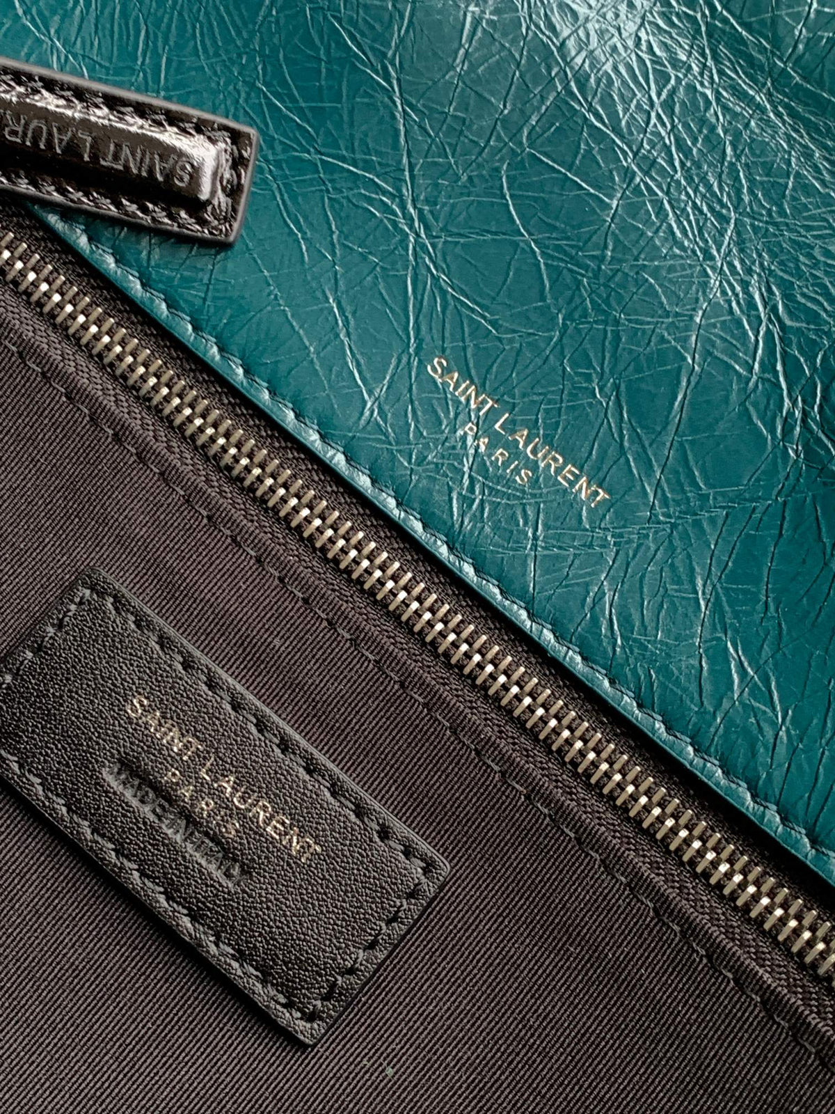 Saint Laurent Niki Medium Shoulder Bag in Crinkled Vintage Leather - Teal