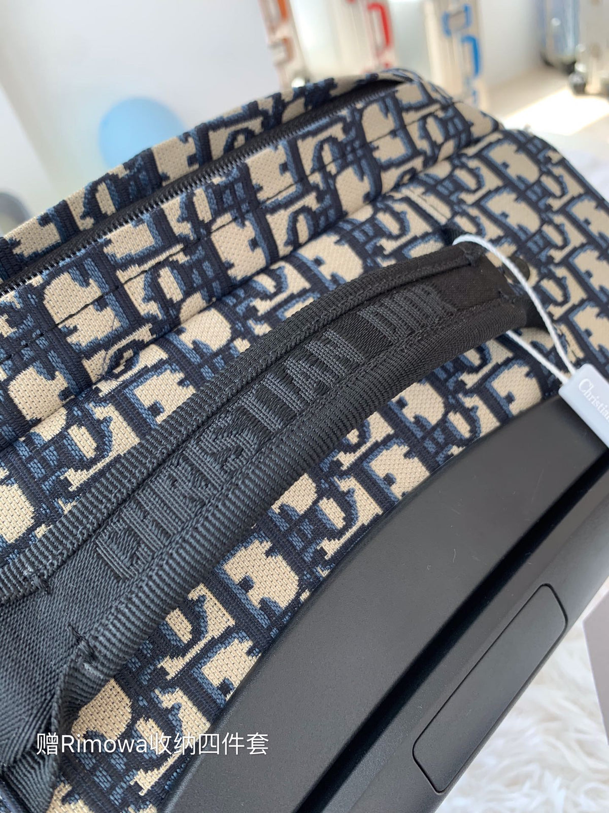 Vintage Monogram Jacquard Rolling Suitcase Travel Bag