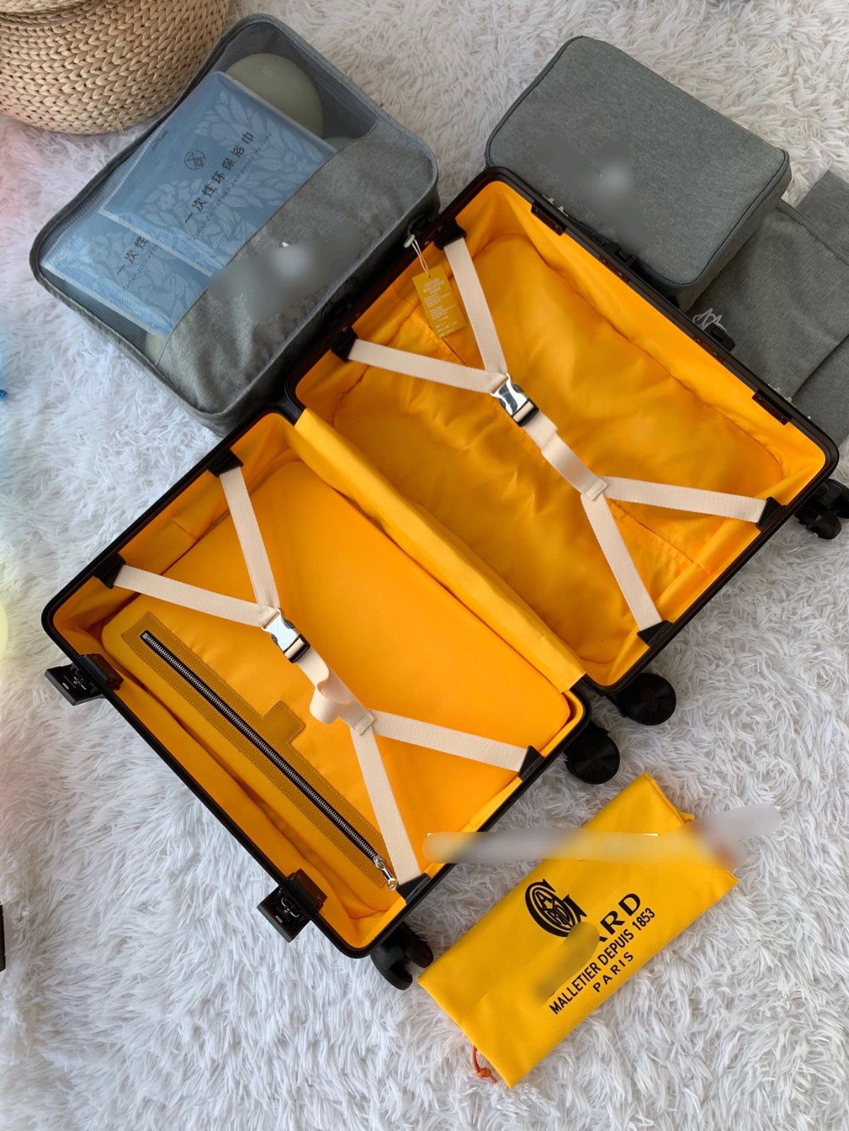 Vintage Chevron Monogram Rolling Carry-On Suitcase with Spinner Wheels