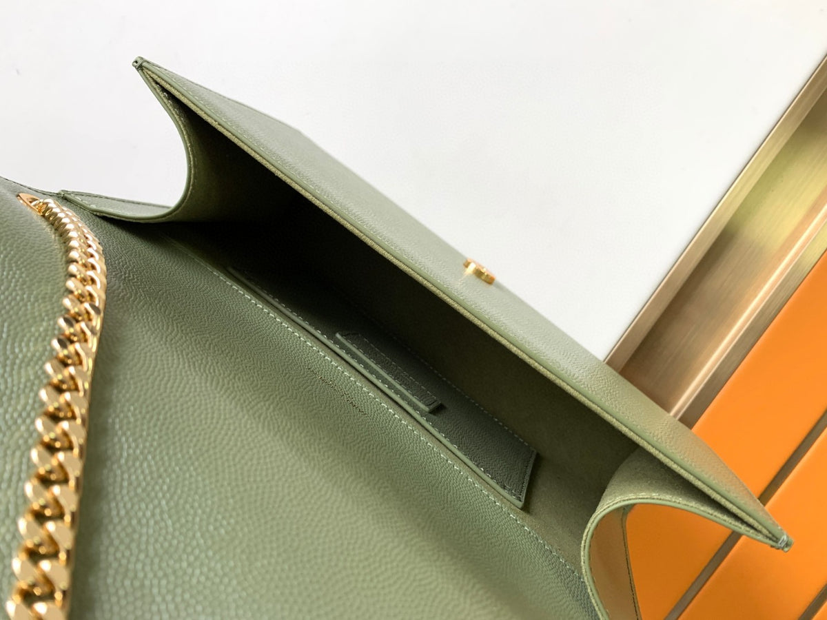 Saint Laurent Kate Small Leather Crossbody Bag - Sage Green with Gold-Tone Hardware
