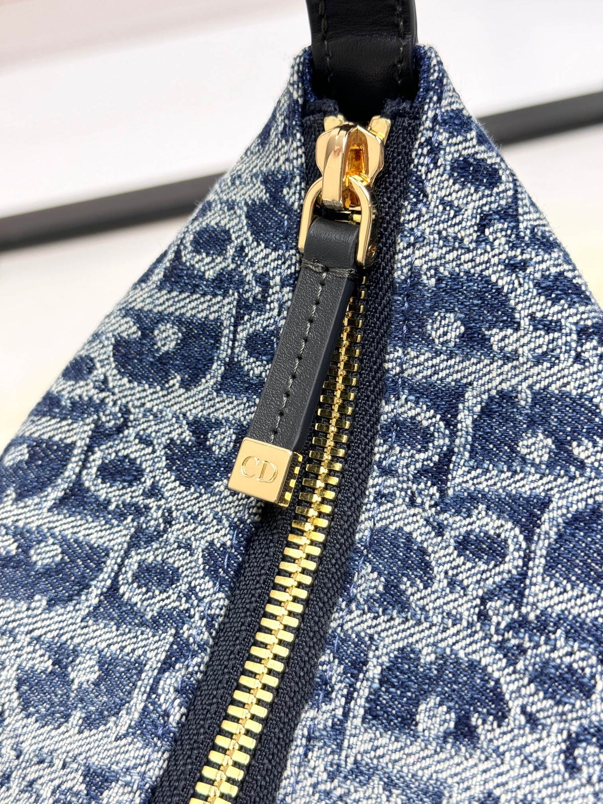 Vintage-Inspired Blue Monogram Jacquard Small Shoulder Bag with Crossbody Strap