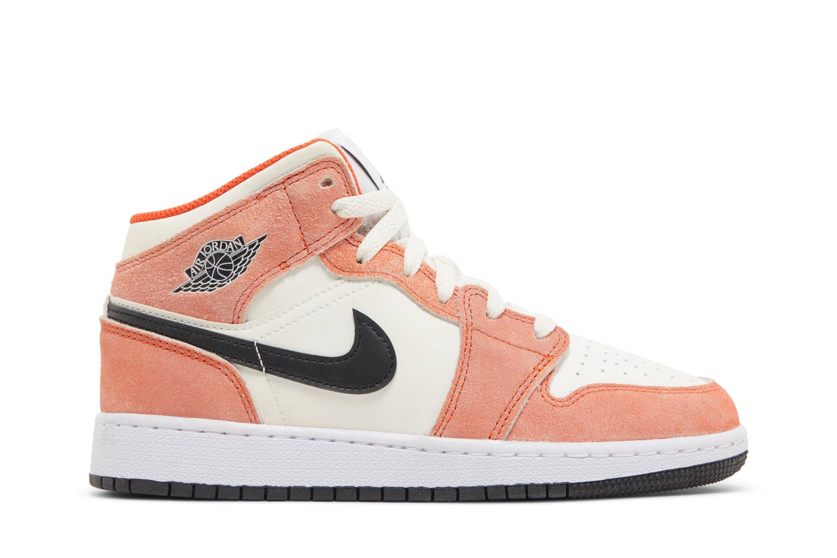 ( Grade School ) Air Jordan 1 Mid Orange Suede DV1336-800
