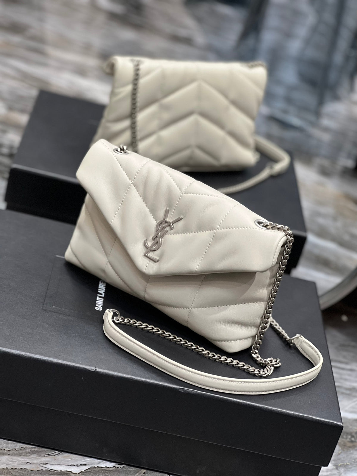 Saint Laurent Loulou Small Quilted Leather Shoulder Bag - Cream White