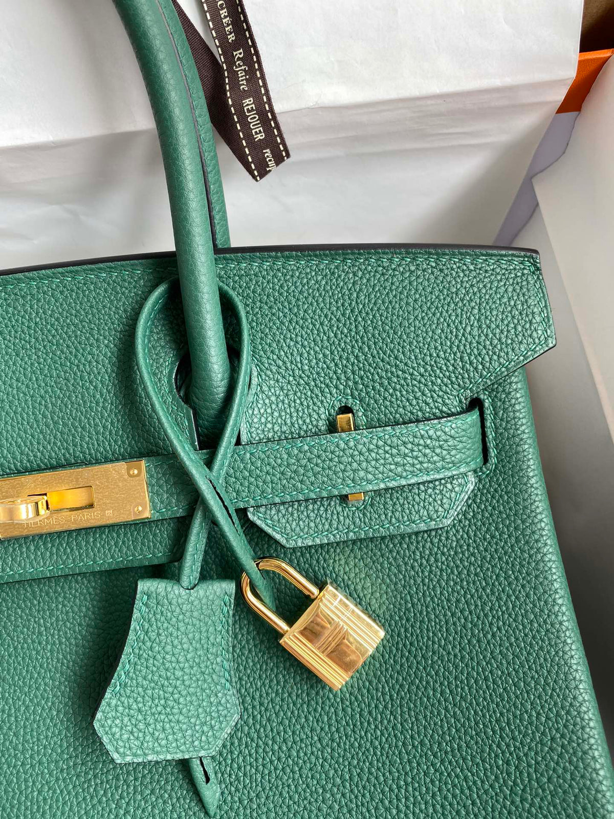 Luxury Forest Green Leather Handbag with Gold-Tone Hardware