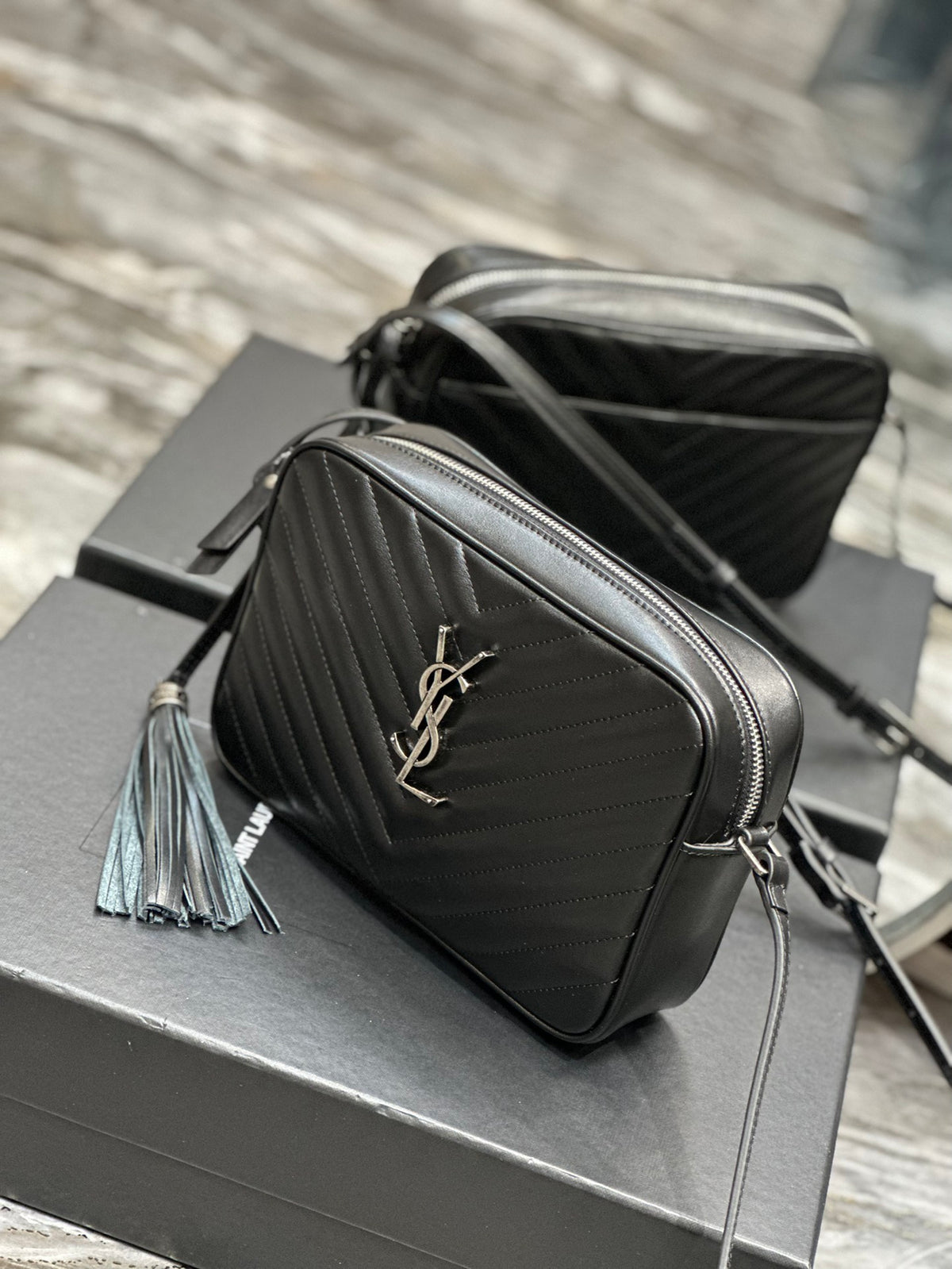 Saint Laurent Lou Camera Bag in Quilted Leather - Black