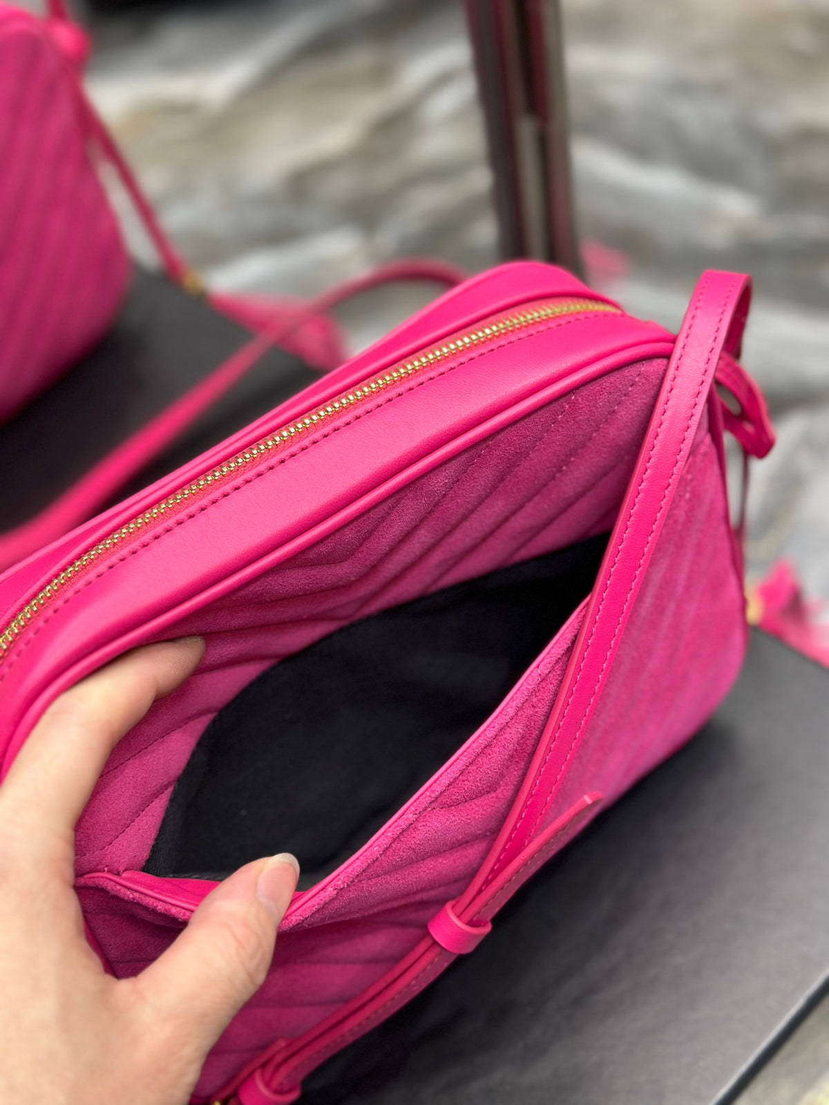 Saint Laurent Lou Camera Bag in Quilted Leather - Fuchsia