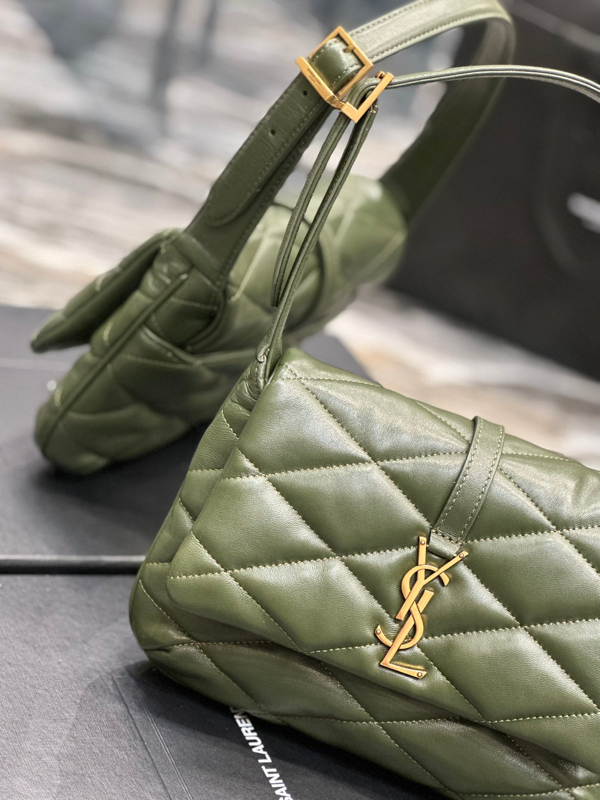 Saint Laurent YSL Jamie Quilted Lambskin Shoulder Bag - Olive Green