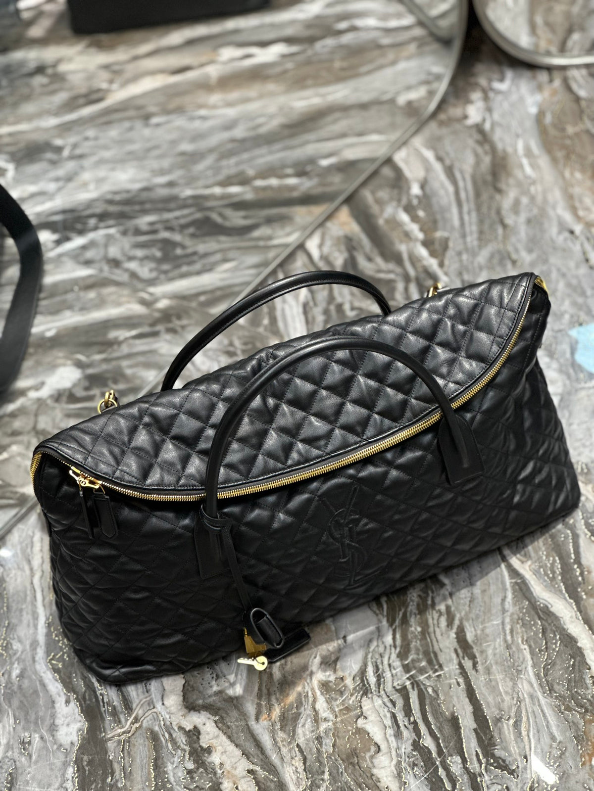 Saint Laurent Icare Maxi Shopping Bag in Quilted Lambskin - Black