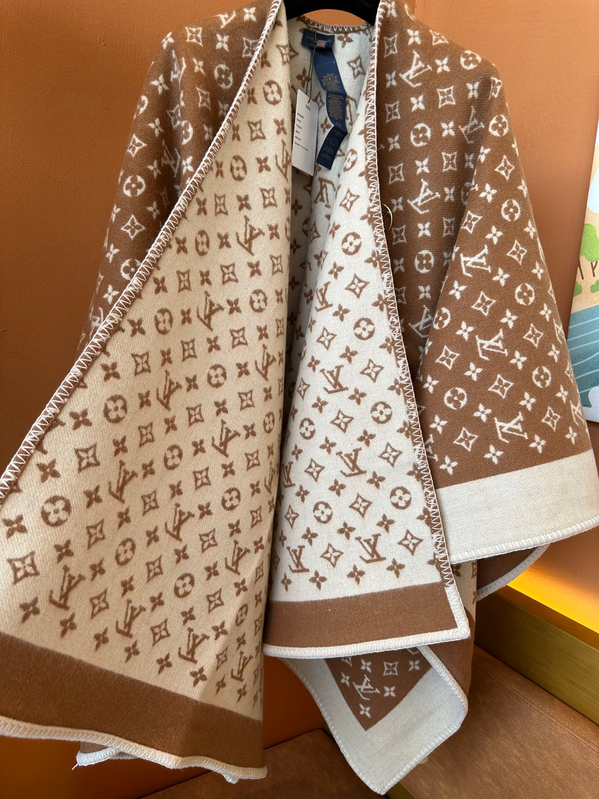 Louis Vuitton Monogram Brown and Beige Wool &amp; Cashmere Throw Blanket