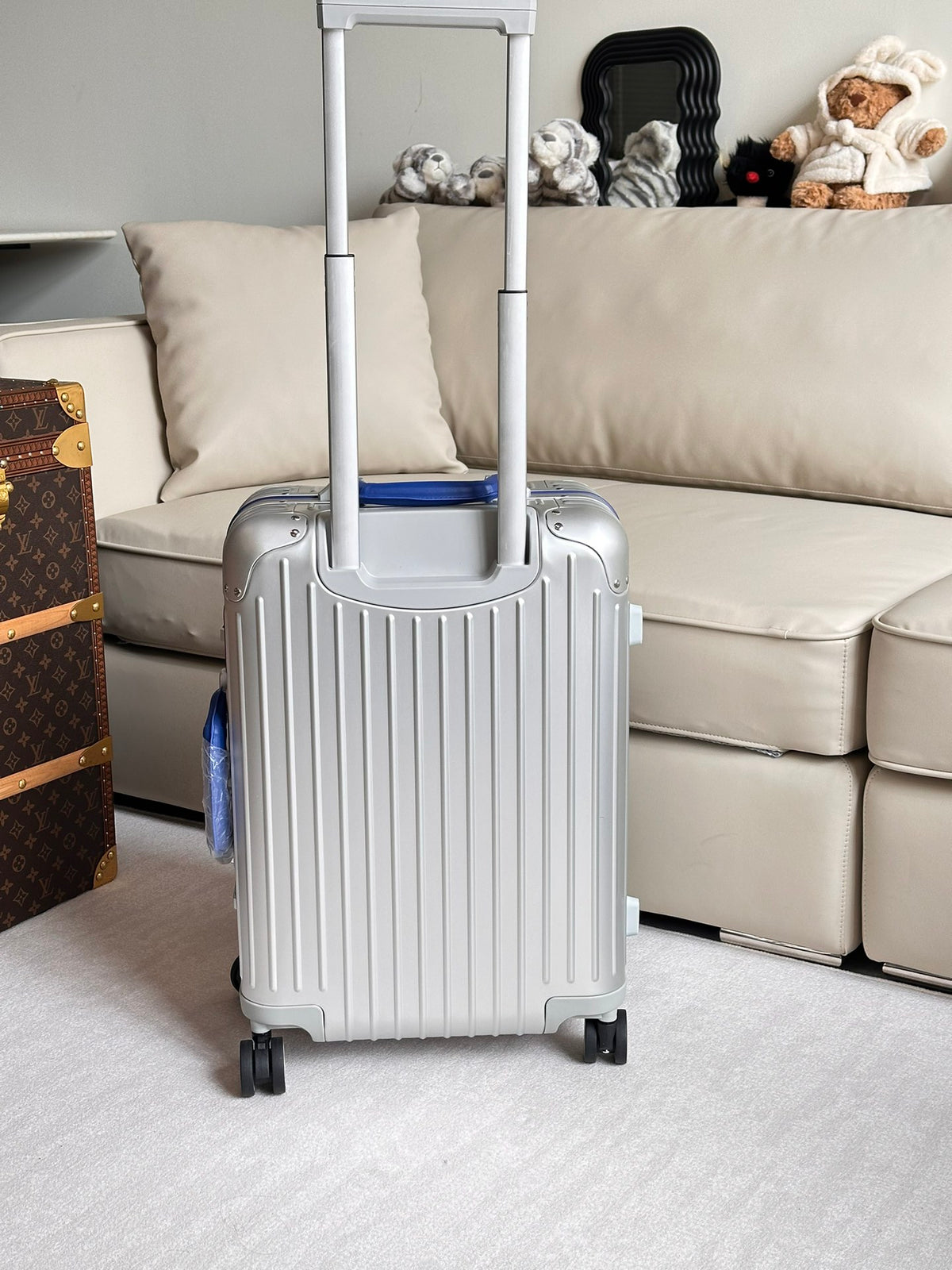 Silver Ribbed Hardside Spinner Carry-On Suitcase with Wheels