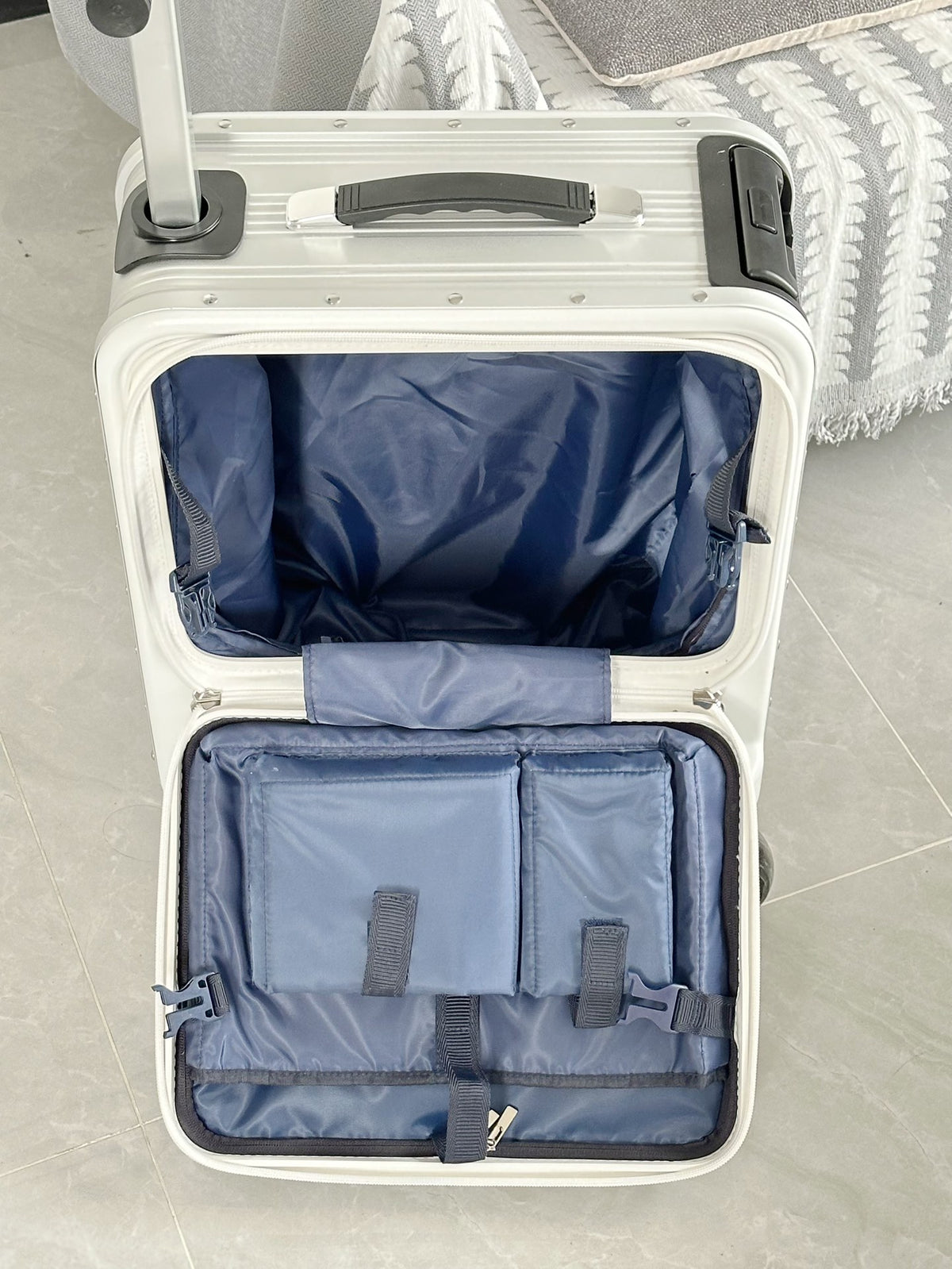 White Ride-On Suitcase for Kids Rolling Carry-On Travel Luggage
