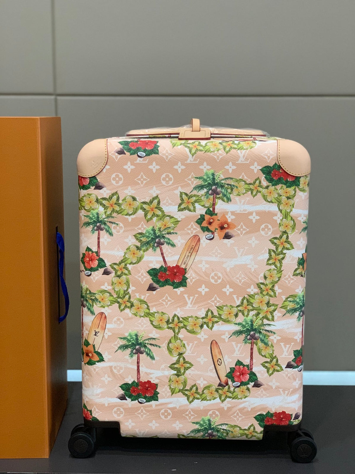 Tropical Palm Tree Print Spinner Suitcase Rolling Travel Luggage
