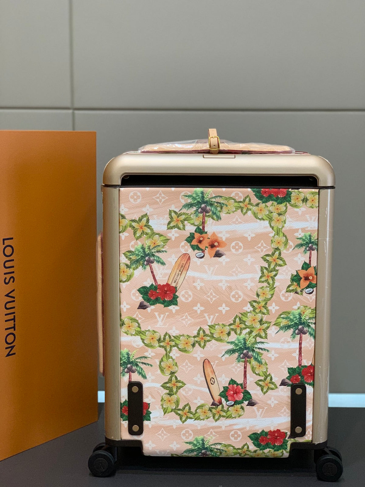 Tropical Palm Tree Print Spinner Suitcase Rolling Travel Luggage